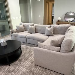 Light grey beige L shape couch