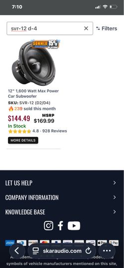 Skar Audio SVR-12 12" Car Subwoofer