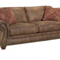 Large Brown Sofa Comfy Couch With Pillows 