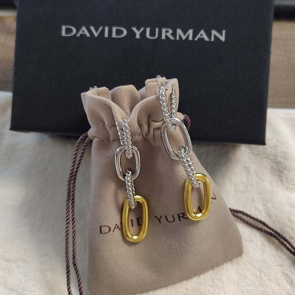 David Yurman Chain Drop Earrings In Sterling Silver With 18k Gold