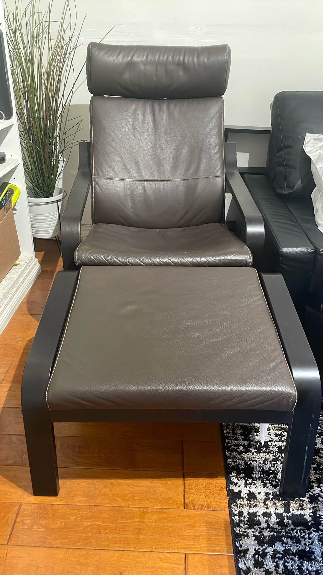 Leather Brown Chase Chair With Foot Stool