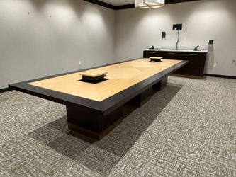 Gianni 14'x5' Luxury Veneer Powered Conference Table two tone