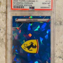 Ferrari Team Logo 2020 Topps Chrome F1 Scuderia Sapphire PSA 10 #113