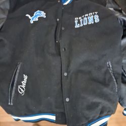 Mens 3XL Detroit Lions leather bomber jacket