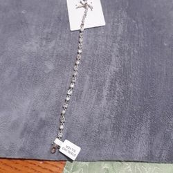 Sterling Silver Circles/squares AmethystCz Bracelet