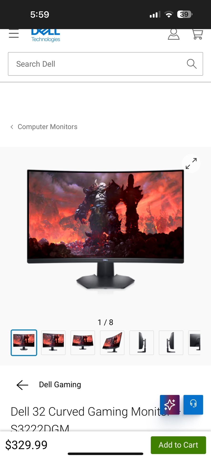 Gaming Monitor 32inch Curved Screen