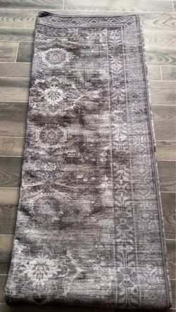 Distressed Charcoal Grey Area Rug/8’x10’/shades of gray,blue,white,brown and beige.