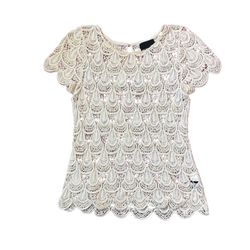 Cynthia Rowley Womens Top Size M Ivory/Cream Knit Shirt Cap Sleeve Cotton