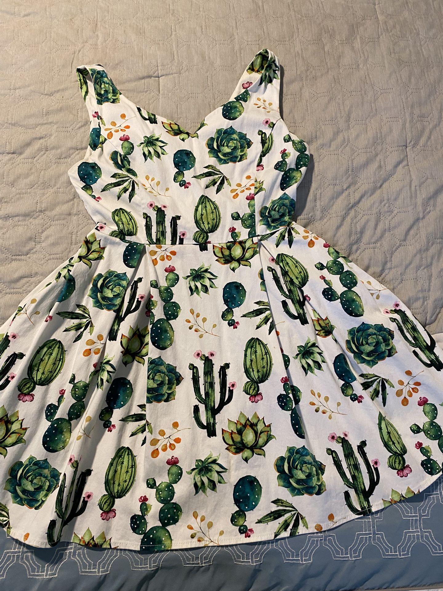 Sundress- Fit And flare Size Large Succulent Design