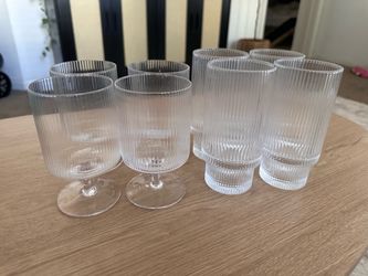 Ribbed Glass Drinkware Set of 8