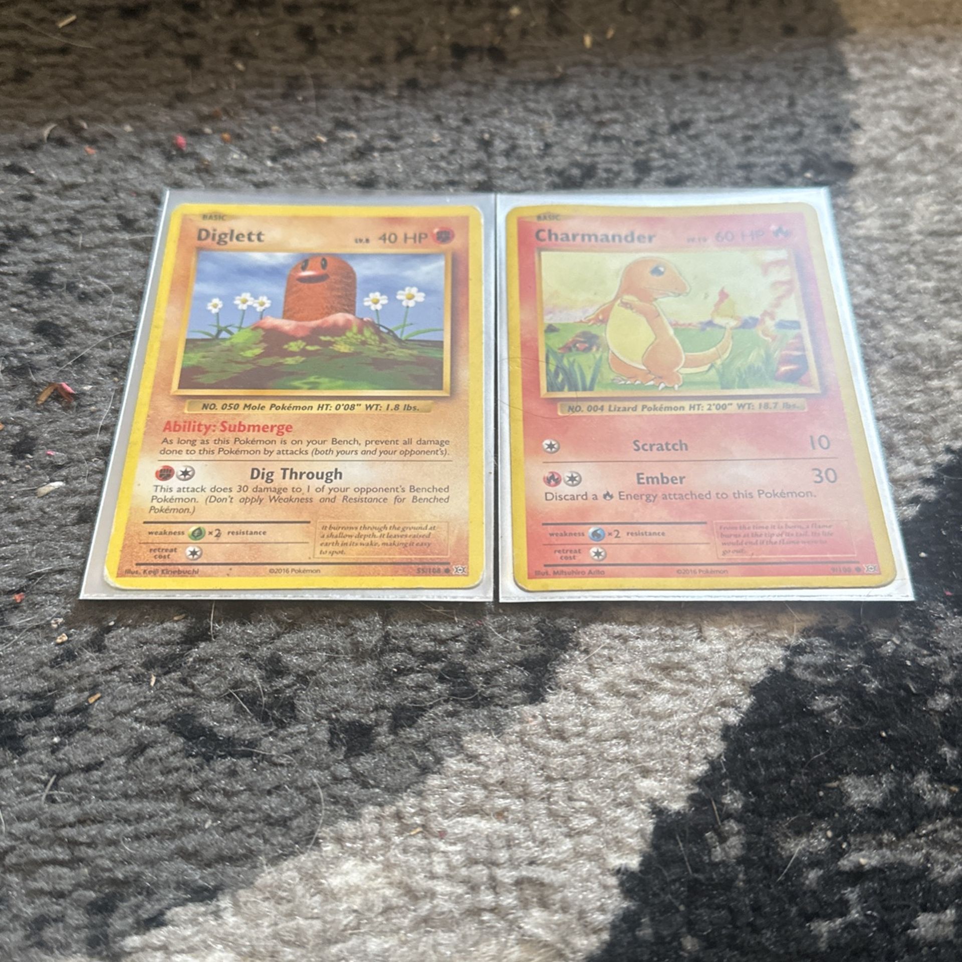 Diglett Lv8 2016 55 /108. Charmander Lv10 2016 91/108