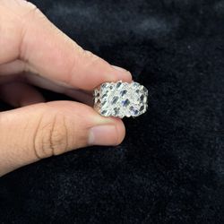 925 Silver Nugget Ring With Diamond Cut