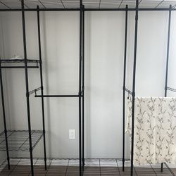 Garment Rack. Clothes Rack with shelves. Freestanding Portable Wardrobe Closet Rack for Hanging Clothes. Closet System. 76" H x 76" W x 15.7" D, Black