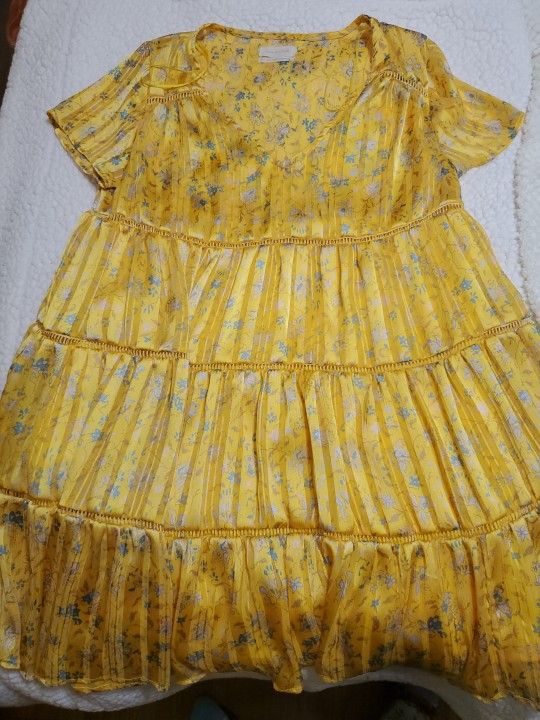 Urban Outfitters Pippa Chiffon Yellow Dress Small