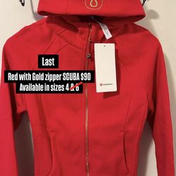 Red with gold zipper lululemon SCUBA