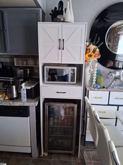 Microway cup storage and refrigerator