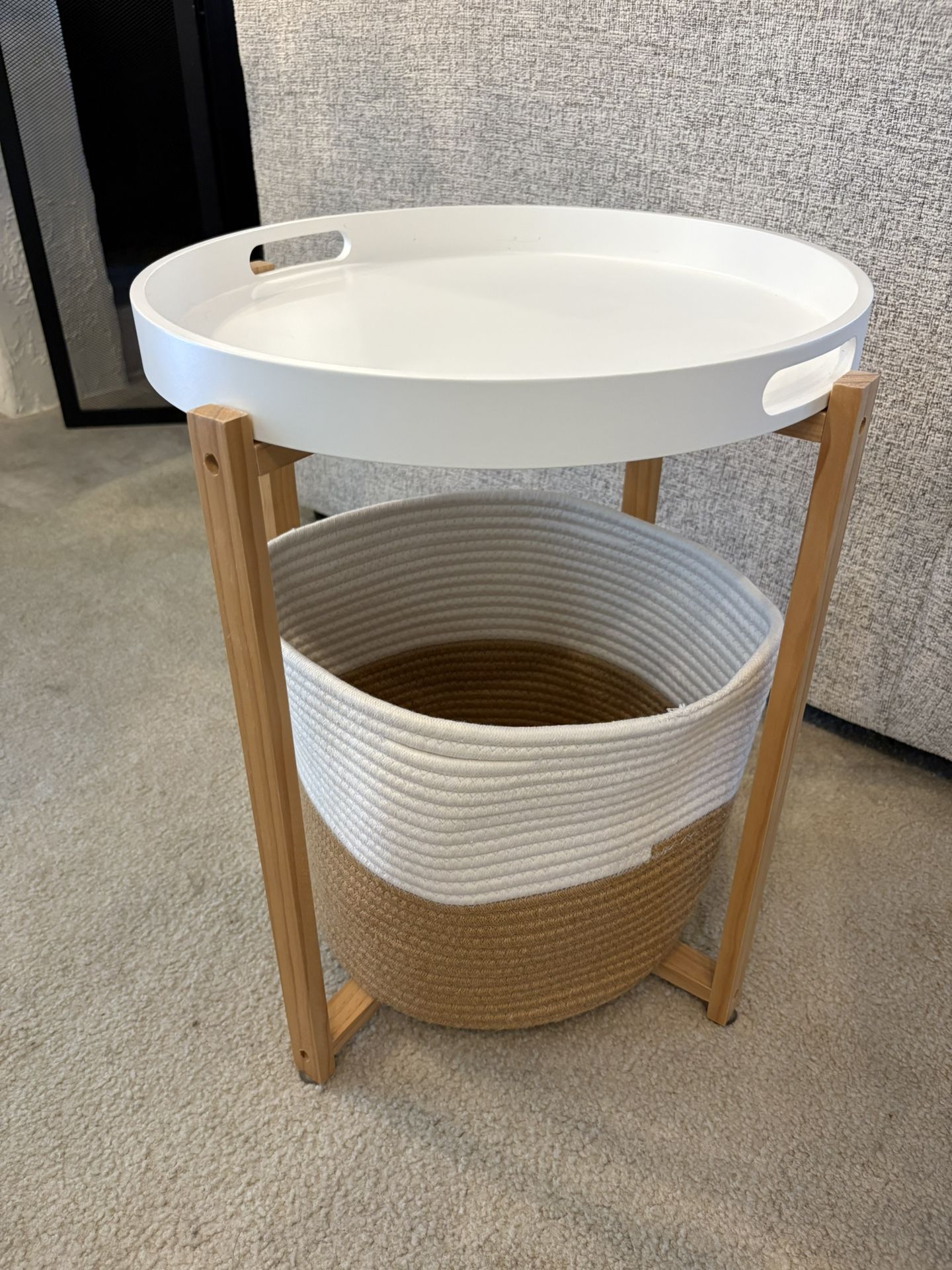 End Table with Removable Tray & Basket