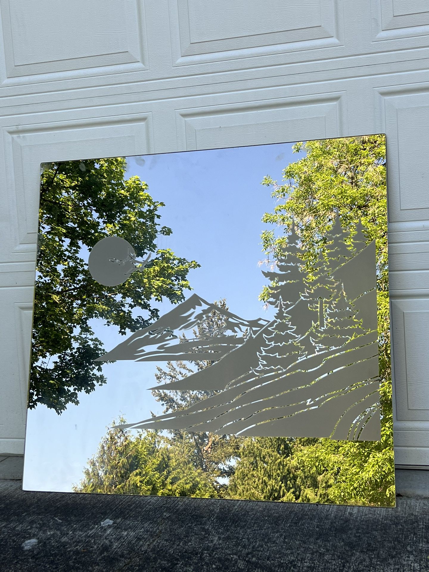 Vintage Mt Hood etched mirror 