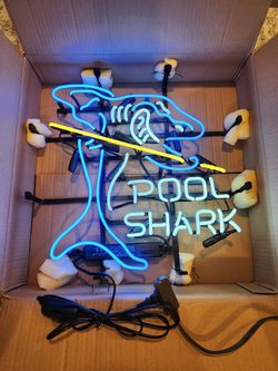 Real Neon Sign, Pool Shark 3 Color Neon, New In Box 18" H X 17" W