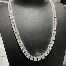 Pass Diamond Tester VVS Moissanite Baguette Chain 22 Inch