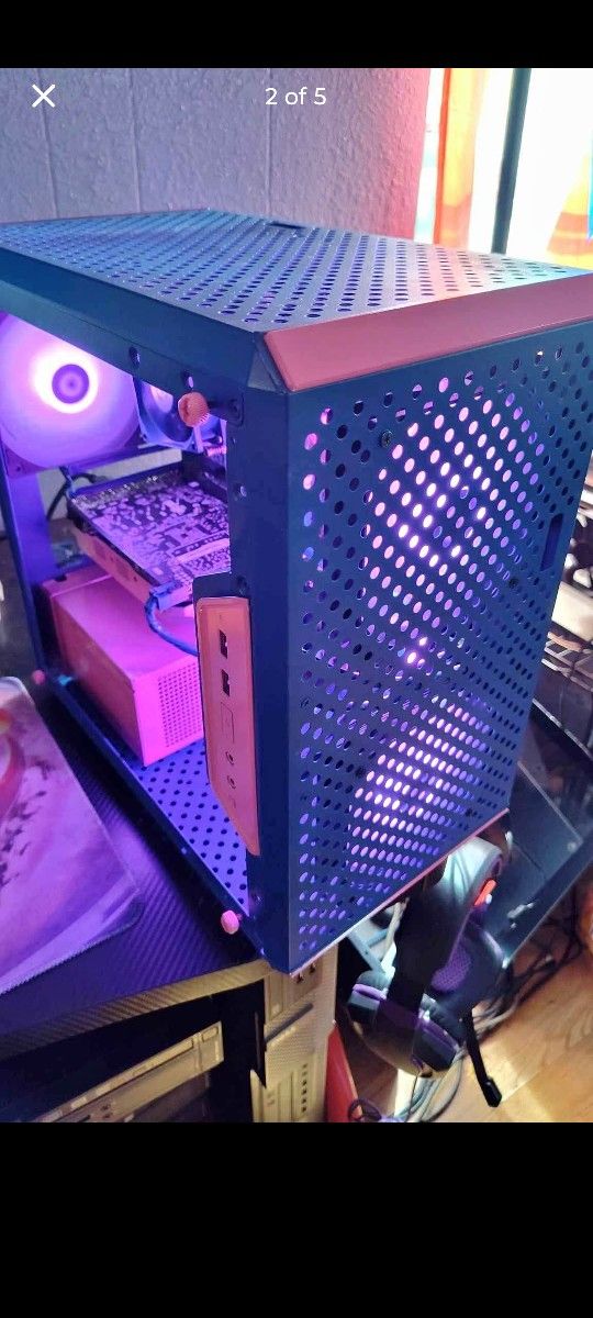 Pink / Blue Gaming PC Lilo And Stitch artwork plays Fortnite Marvel Rivals Minecraft Roblox COD