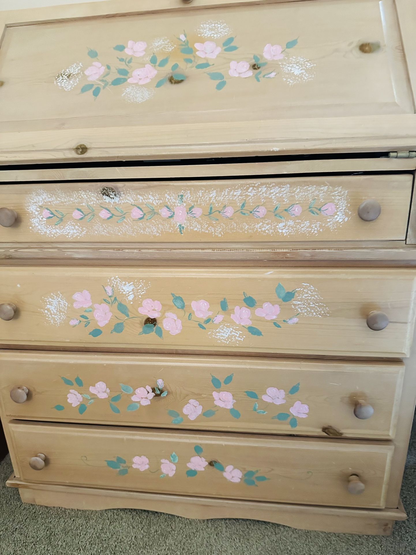 Beautiful Hand Painted Study Desk And Chair - in Great Condition