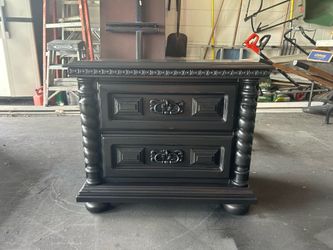 Vintage Wood Black Nightstand