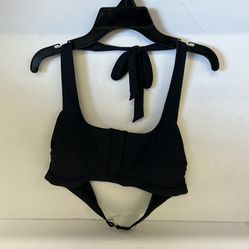 Juniors Robbed Button- Front Halter Bikini Top 