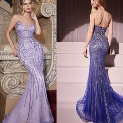 New With Tags Crystal Embellished Corset Back Long Formal Dress & Prom Dress $279