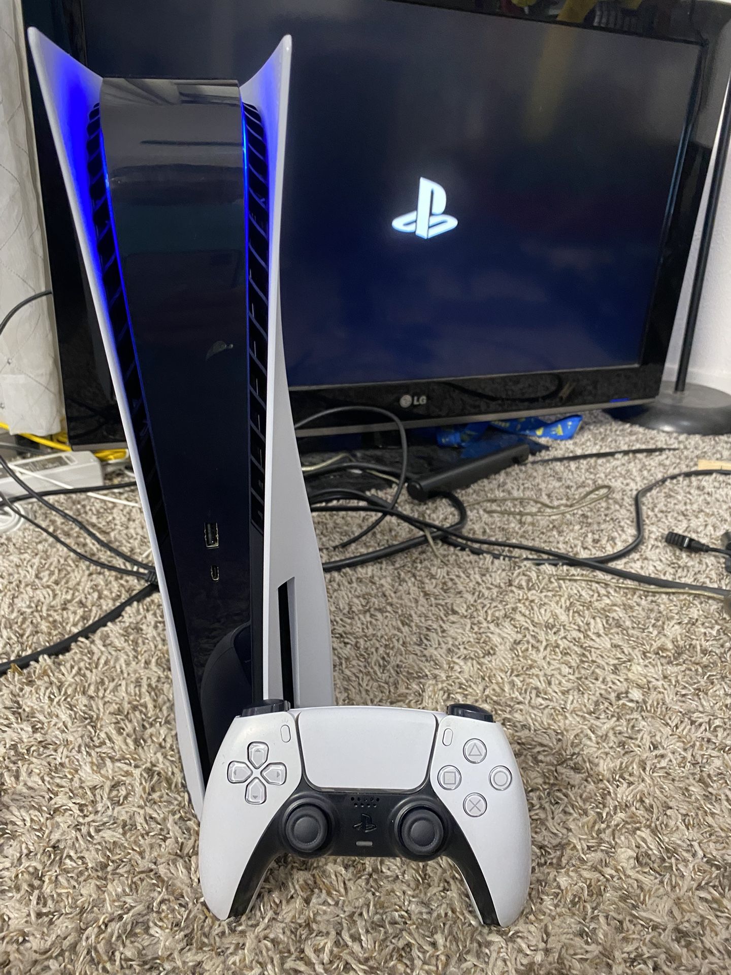 Sony PlayStation 5 Disc Edition White Console w/ Cables & WHITE Controller