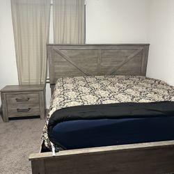 King Bed Frame With Nightstand (mattress not included)