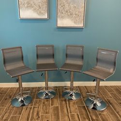 New 4 Gray Mesh Bar Stools 