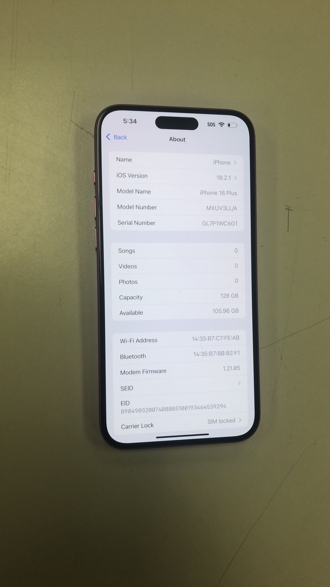 Apple iPhone 16 Plus 128gb AT&T Pink