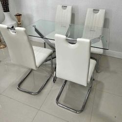 Dining Table Glass Silver Base, Mesa De Comedor Nuevo