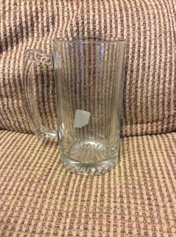 VERY HEAVY GLASS BEER MUG POSSIBLY 2 POUNDS