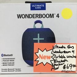 Ultimate Ears WonderBoom 4 Portable Wireless Bluetooth Speaker New 
