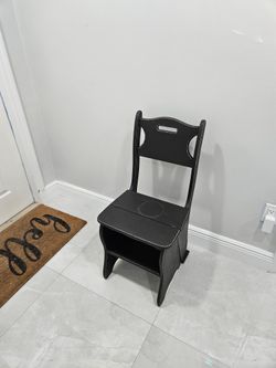 Black Distressed solid wood Chair/ladder
