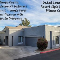 Location Location! Chandler Two Bedroom Two Bath Single Story Condo With Two Car Garage