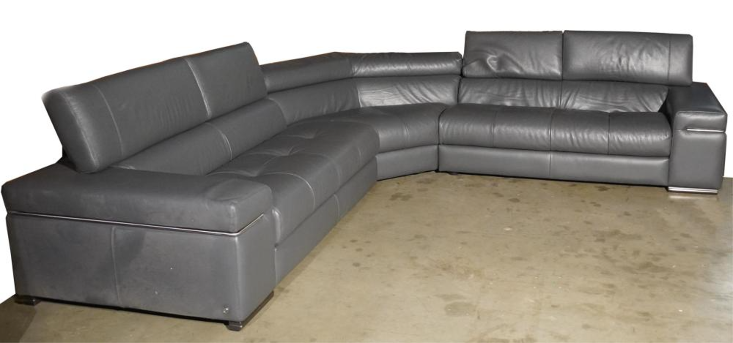 Free Delivery - Natuzzi Gray Leather Sectional Sofa