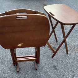 Wood Lucca 4-Piece Snack Table Set in a walnut finish