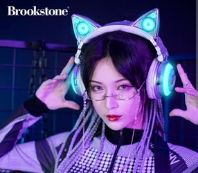 NEW Brookstone Bluetooth Cat Ear LED Headphones (Wireless)