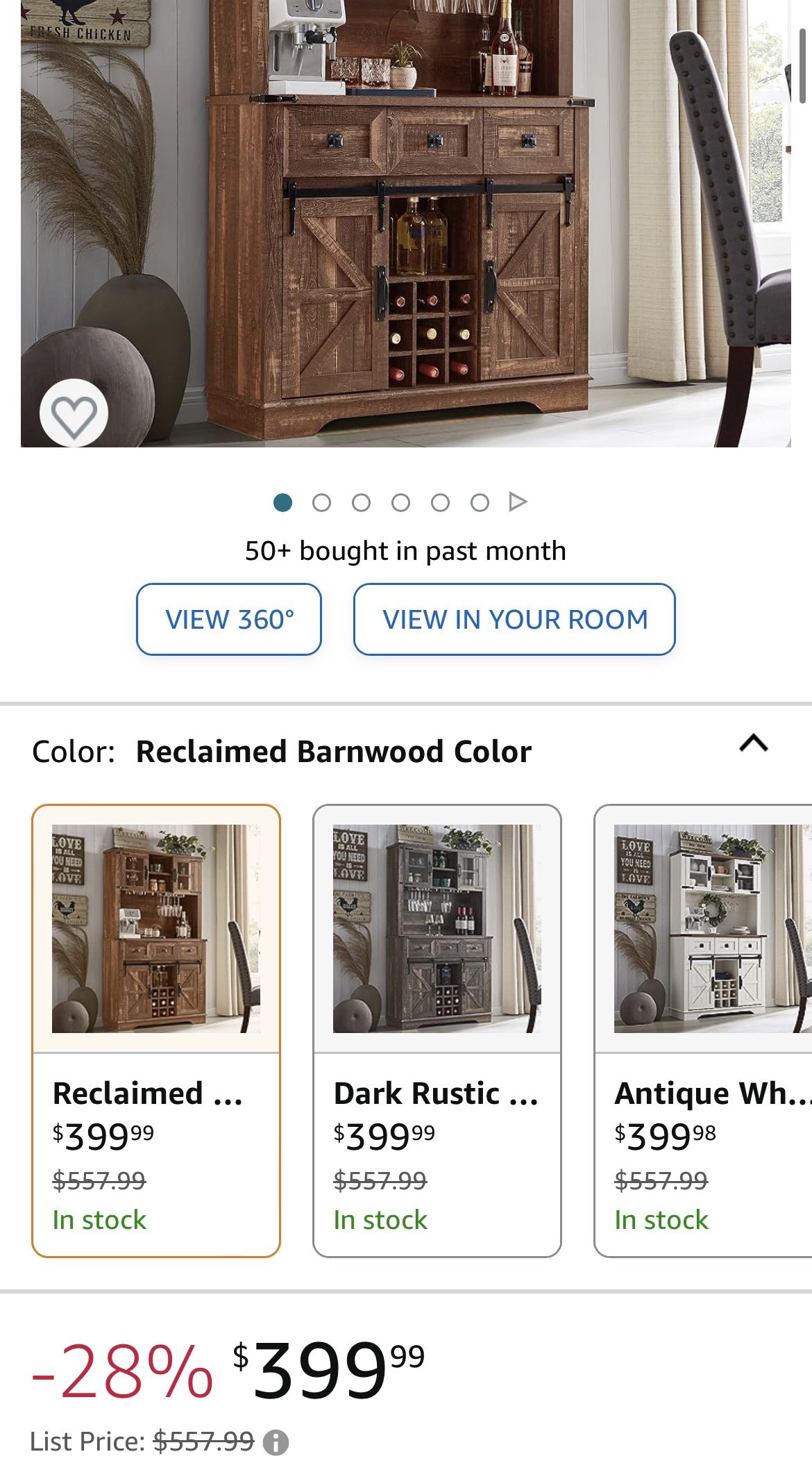 OKD Farmhouse Bar Cabinet with Sliding Barn Door, 72