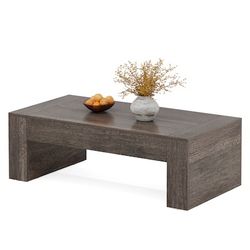 Farmhouse Rectangular Grey 51 inch W Coffee Table with Sturdy Base for Living Room