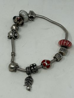 Authentic Pandora Moments Silver Charm Bracelet 925 ALE | 10 Charms, 51.89g