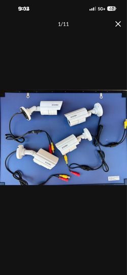 4 Pk ZOSI - Model ZG2112C Digitalt Security CAMERA - White W Cable Office Setting