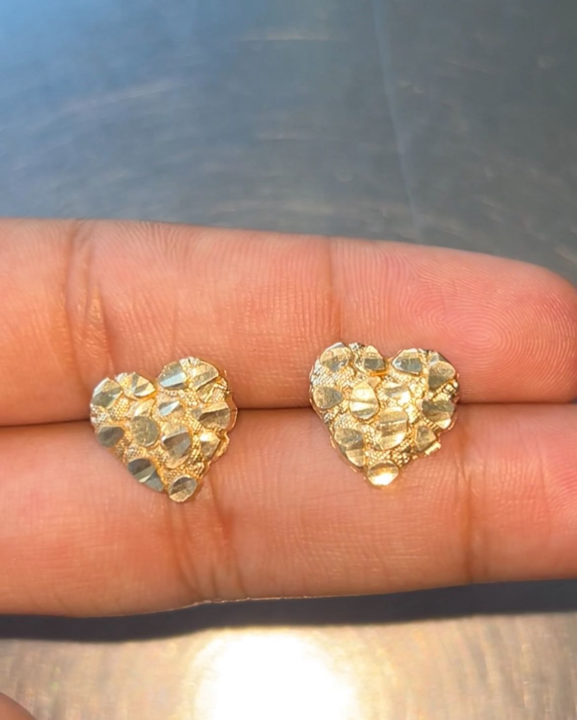 14k Heart Nugget Earrings