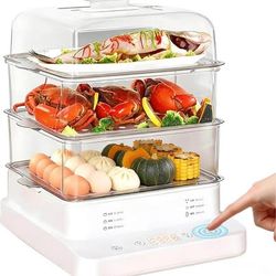 Electric Three-tier Steamer, Commercial-grade Stainless steel, Large-capacity Breakfast Machine