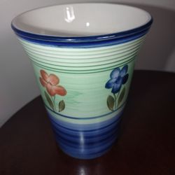EMERALD ROSE COLLECTION BLUE & GREEN FLORAL DESIGN FLOWER POT