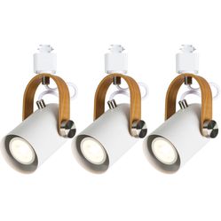 Modern H Type Track Lighting Heads, Matte White Finish, Brushed Nickel Accent X 3