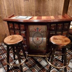 Wood Bar And Stools
